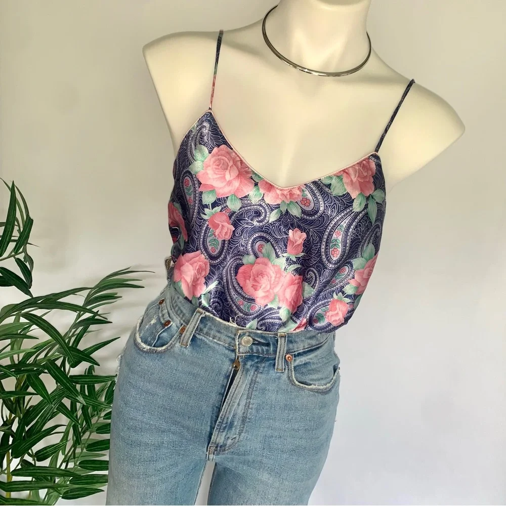 s a t i n :: Silky Floral 3pc Set Satin Robe Shorts Camisole - Picture 6 of 13